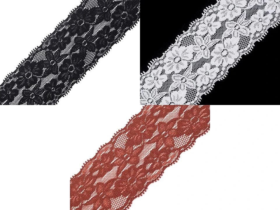 Dentelle élastique en polyester - 6 cm marron chaud