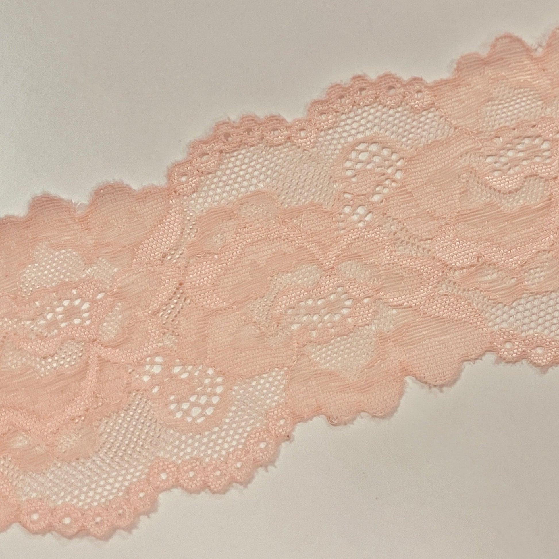 Elastische Polyester-Spitze-8 cm lachsrosa