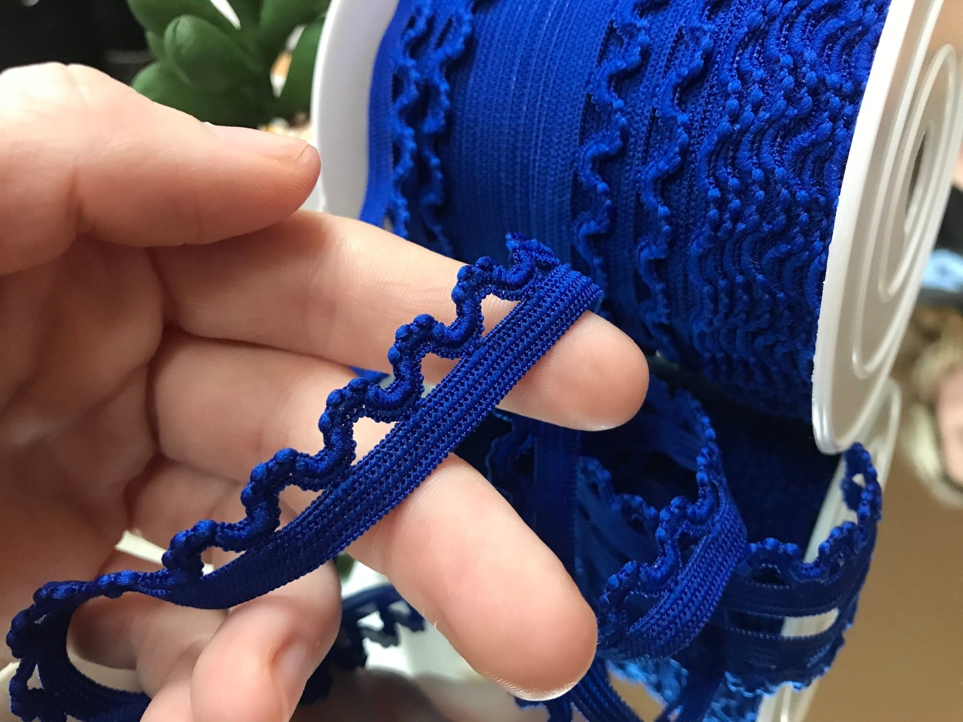 Élastique avec dentelle - 1,6 cm bleu bleuet