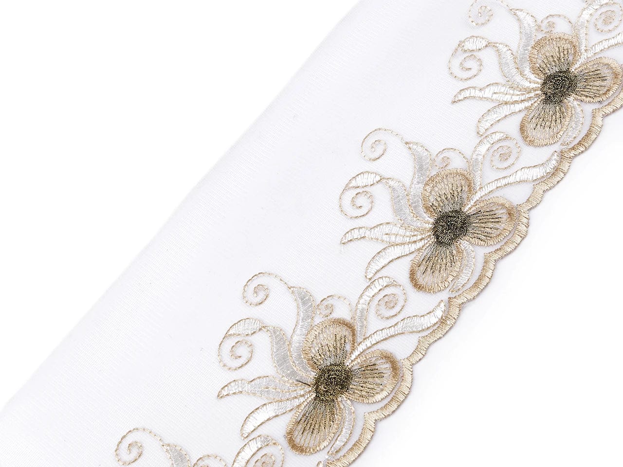 Bestickte Spitze – 13 cm, beige