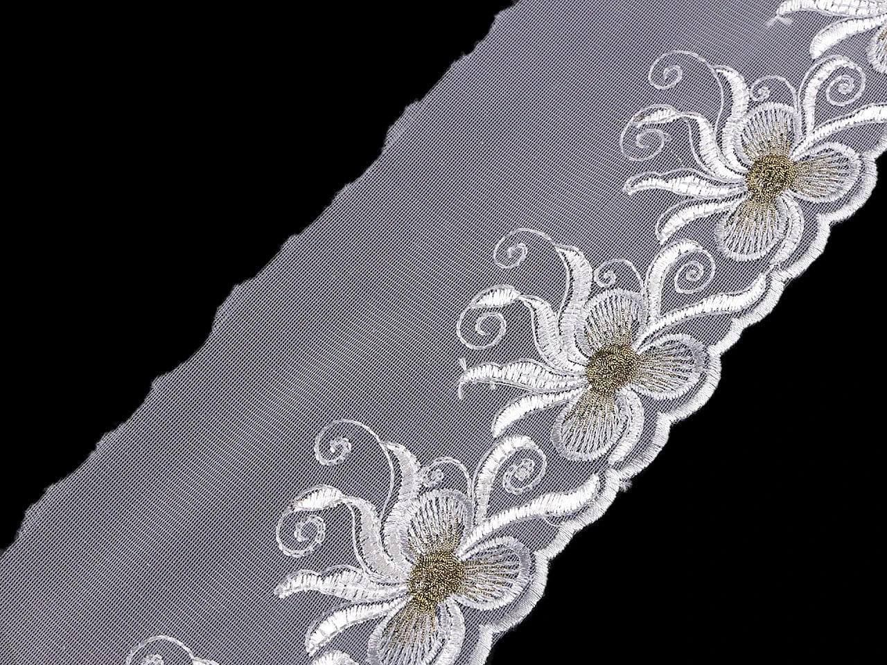 Bestickte Spitze - 13 cm, silbern