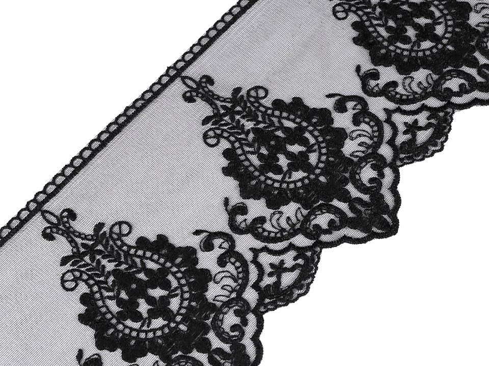 Bestickte Spitze – 15 cm, schwarz