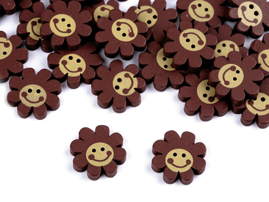 Holzknopf 22 mm – lächelnde Blume