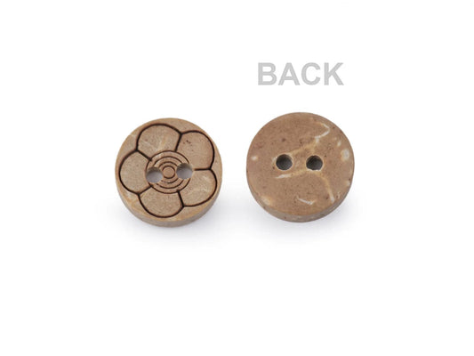 boutons en noix de coco 11,5 mm - fleur