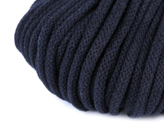 Cordon en coton 5 mm (lot de 10 m)-bleu foncé