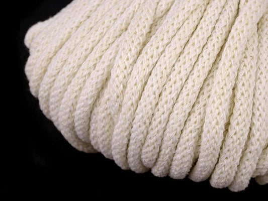 Cordon en coton 5 mm blanc lait