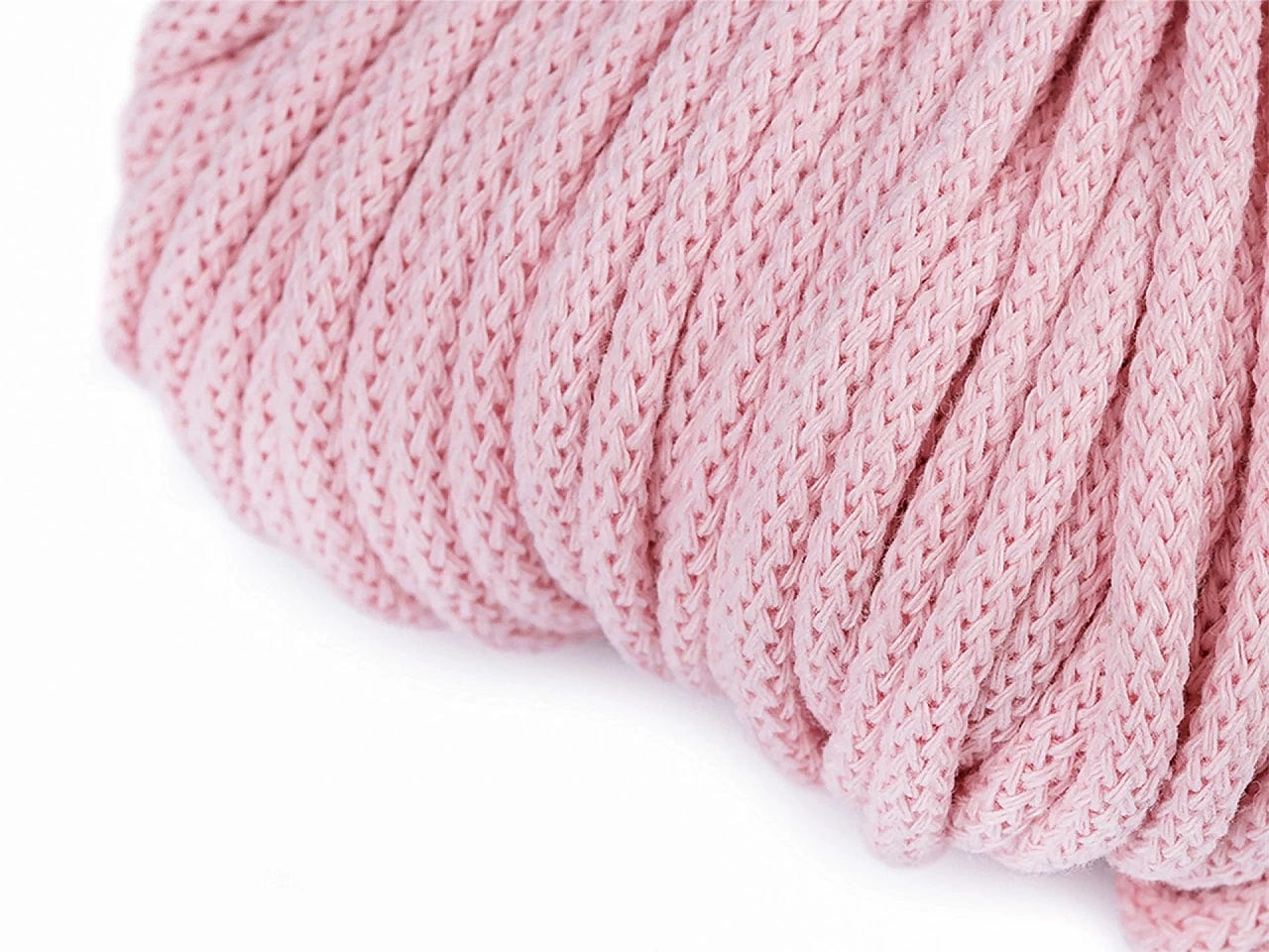 Cordon en coton 5 mm-rose poudré