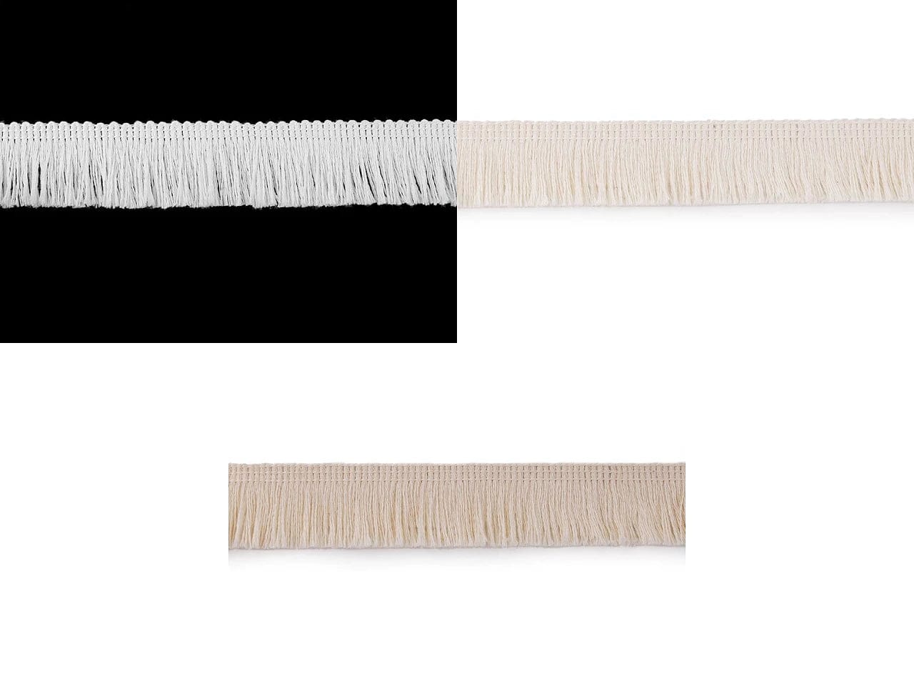 Weiße Baumwollfransen 25 mm