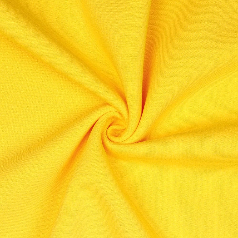 Maille en coton molletonnée jaune 285 g/m²