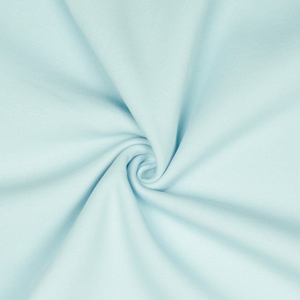 Tricot en coton molletonné bleu clair 285 g/m²