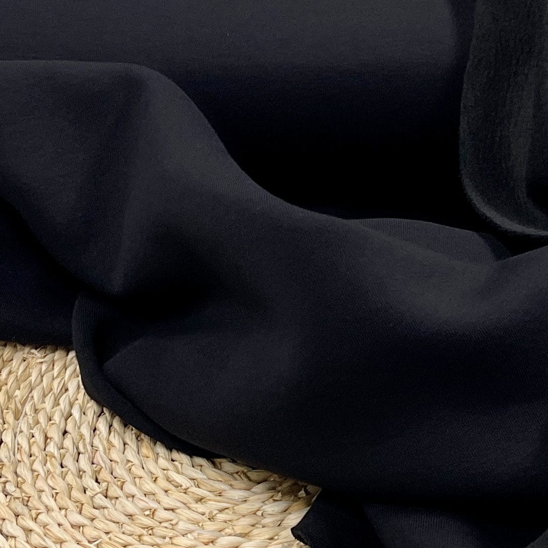 Maille molletonnée en coton noire 285 g/m²