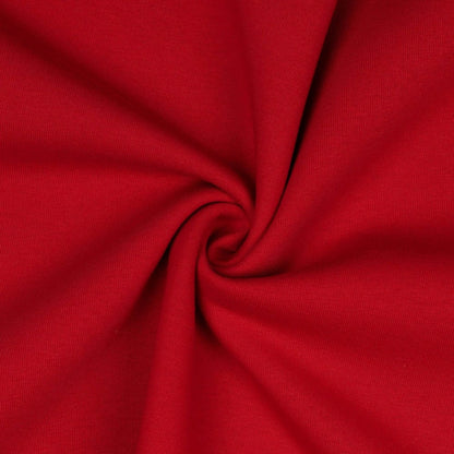 Tricot en coton molletonné rouge 285 g/m²