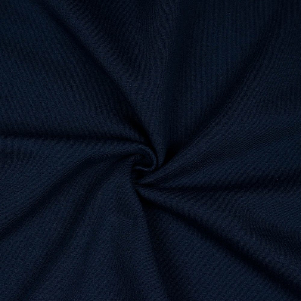 Maille molletonnée en coton bleu foncé 285 g/m²