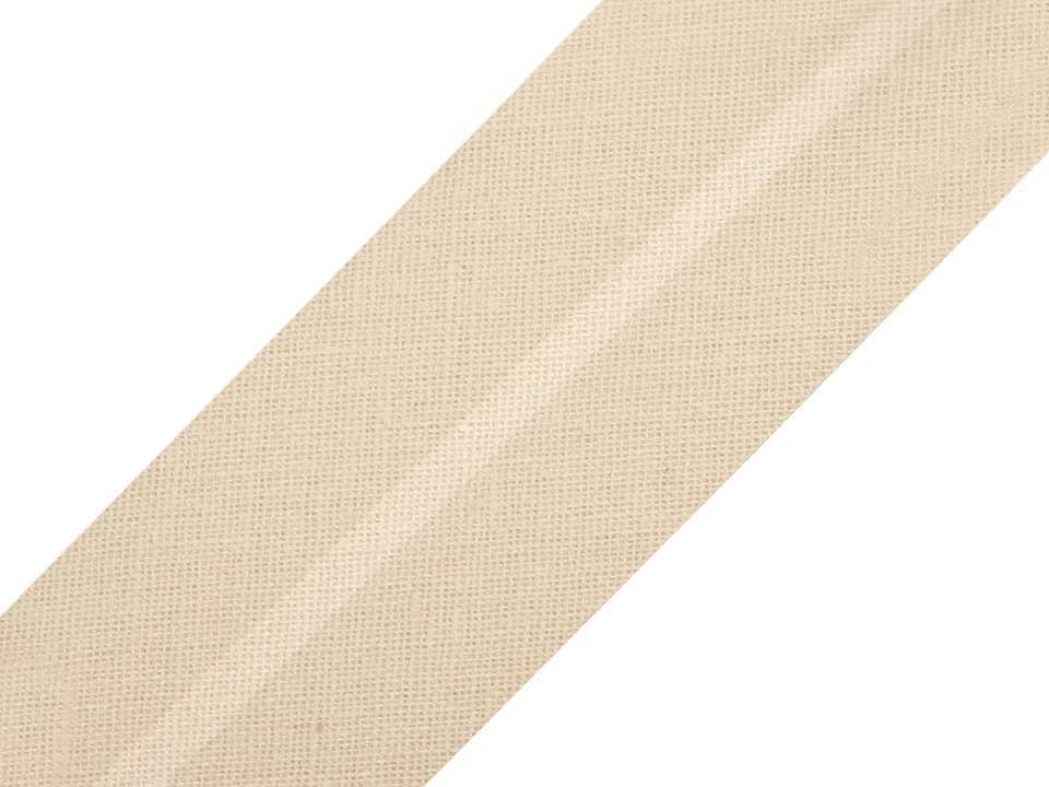 Ruban biais en coton 30 mm, crème