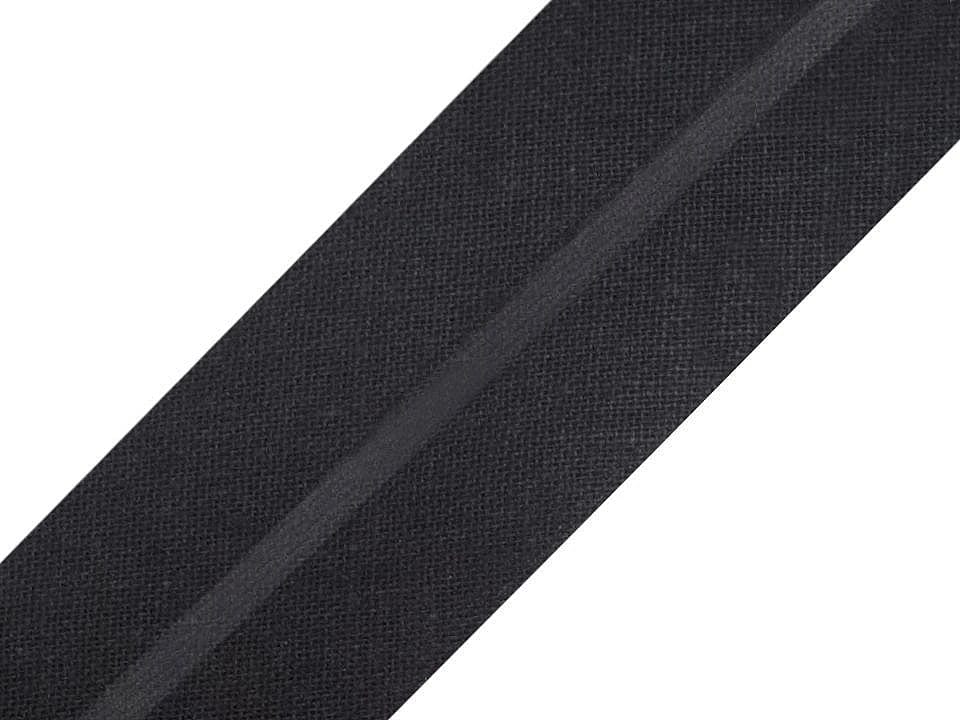 Ruban biais en coton 30 mm noir