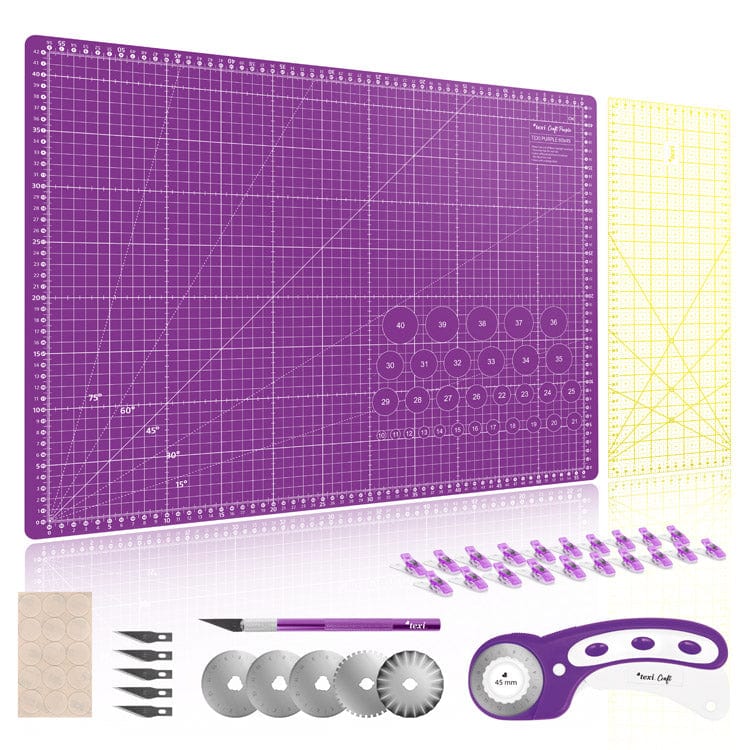 Schneidematten-Set mit Zubehör 60x45 cm-Lila