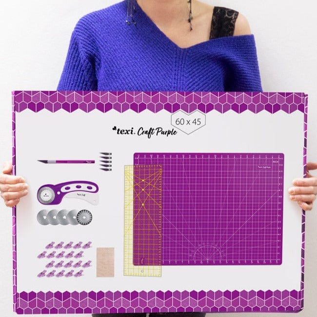 Zuschneideunterlage-Set mit Zubehör 60x45 cm-Lila