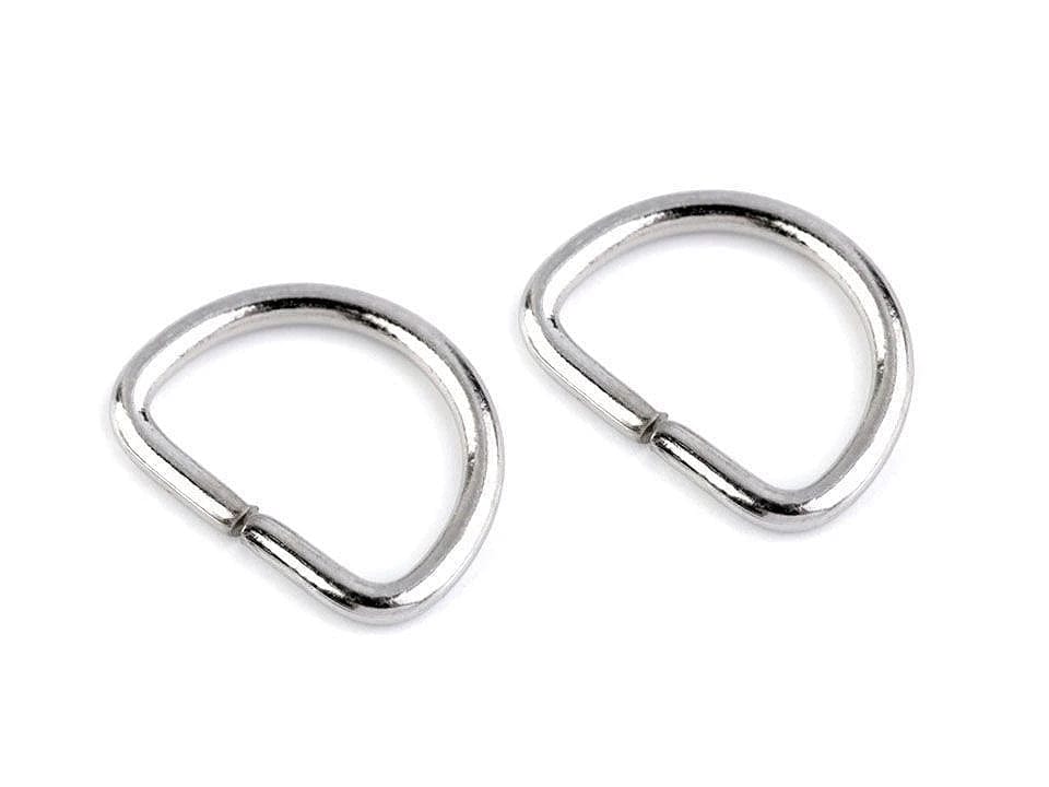 Anneau en D en métal 20 mm, ton argenté (lot de 10)