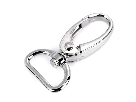 Mousqueton en métal 20 mm, imitation argent (lot de 2 pièces)