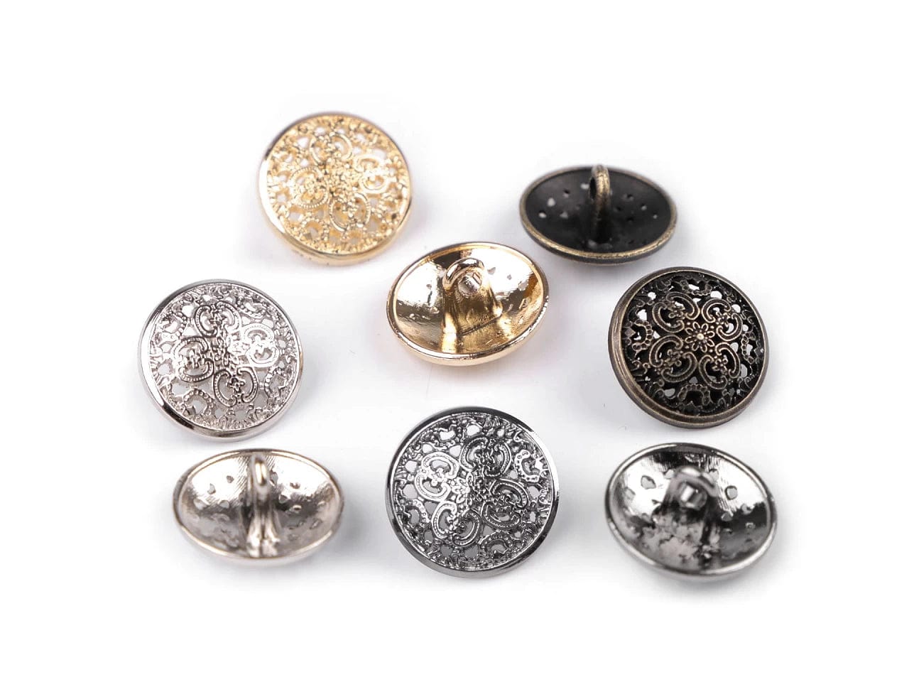 Boutons métalliques à pied 15 mm dorés