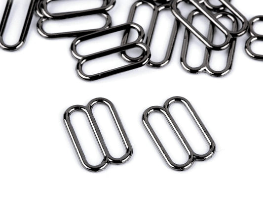 Metallinen säätösolki alusvaatteille 12 mm, musta (20 kpl pakkaus)