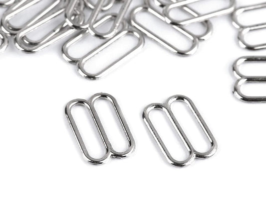 Metallinen säätöhela alusvaatteille 12 mm, hopea (20 kpl pakkaus)