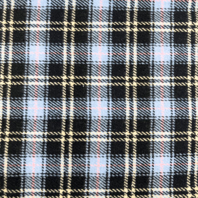 Blau karierter Mantelstoff 410 g/m²