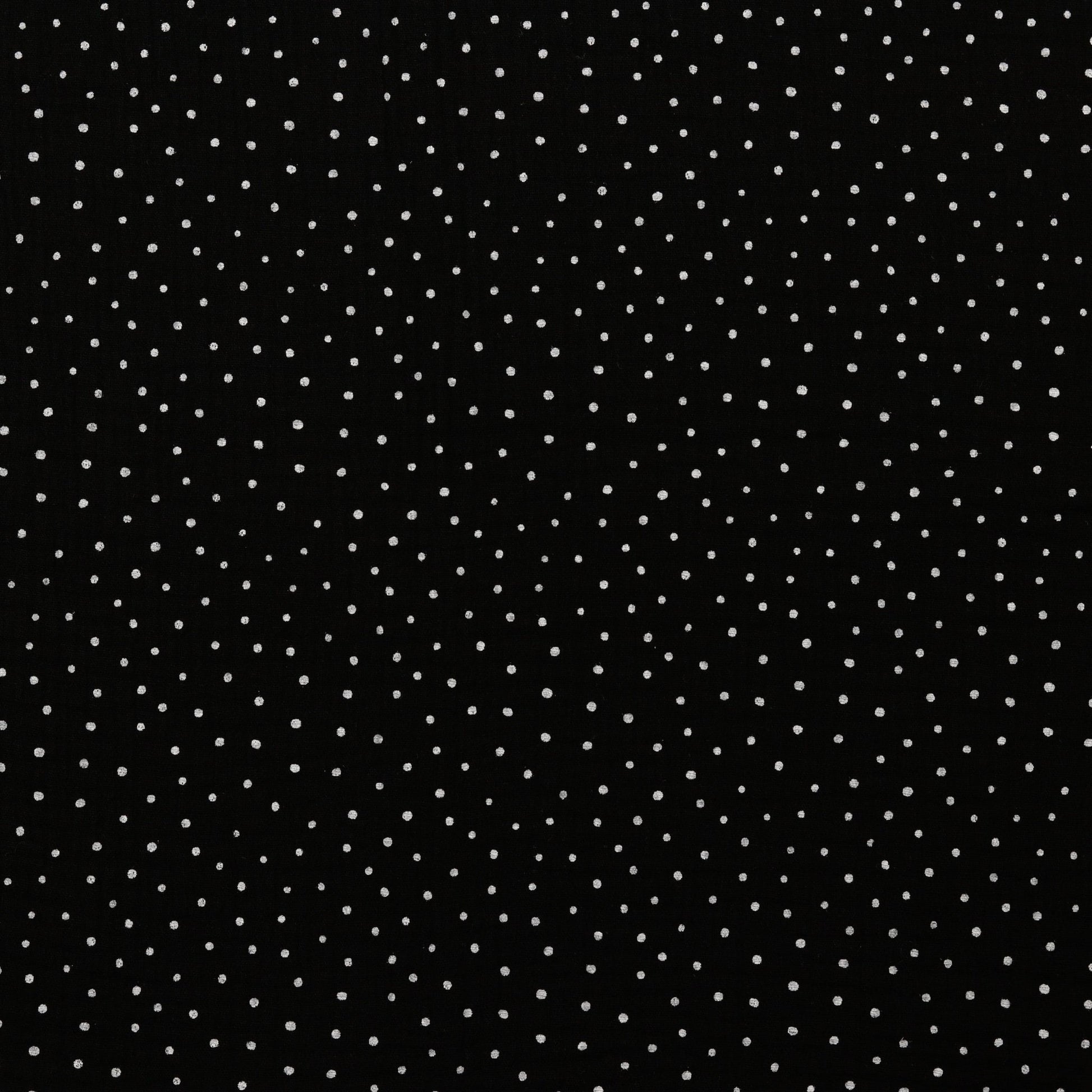 Mousseline à pois sur fond noir 125 g/m²