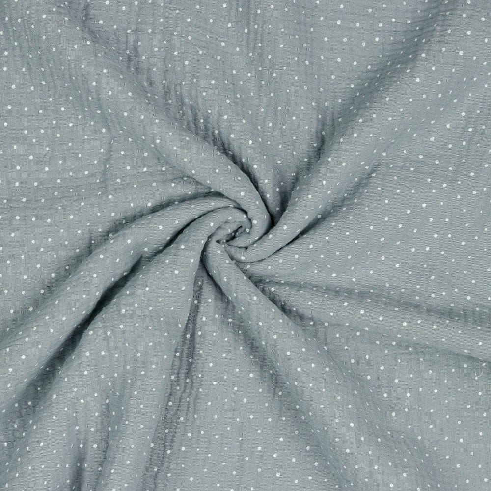 Musselin-Pünktchen auf grauem Hintergrund 125 g/m²