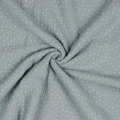 Musselin-Pünktchen auf grauem Hintergrund 125 g/m²