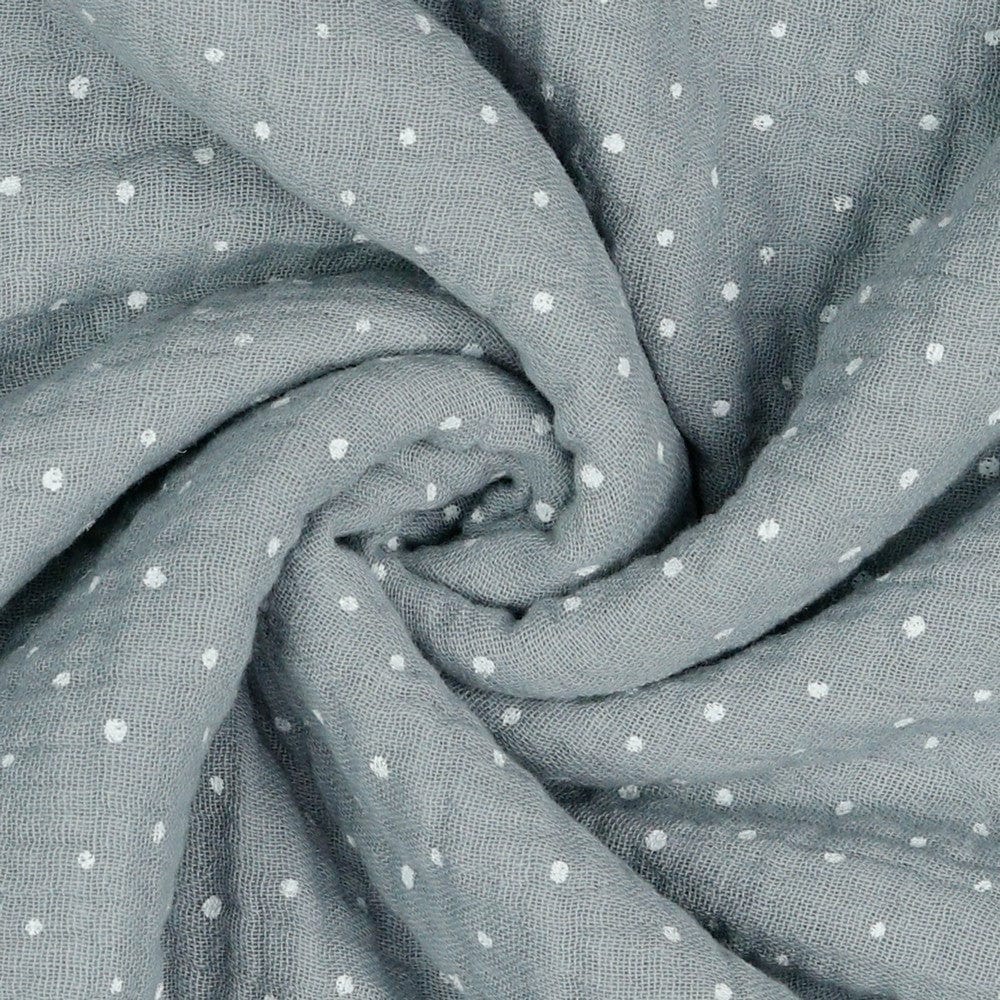 Musselin-Punkte auf grauem Hintergrund 125 g/m²