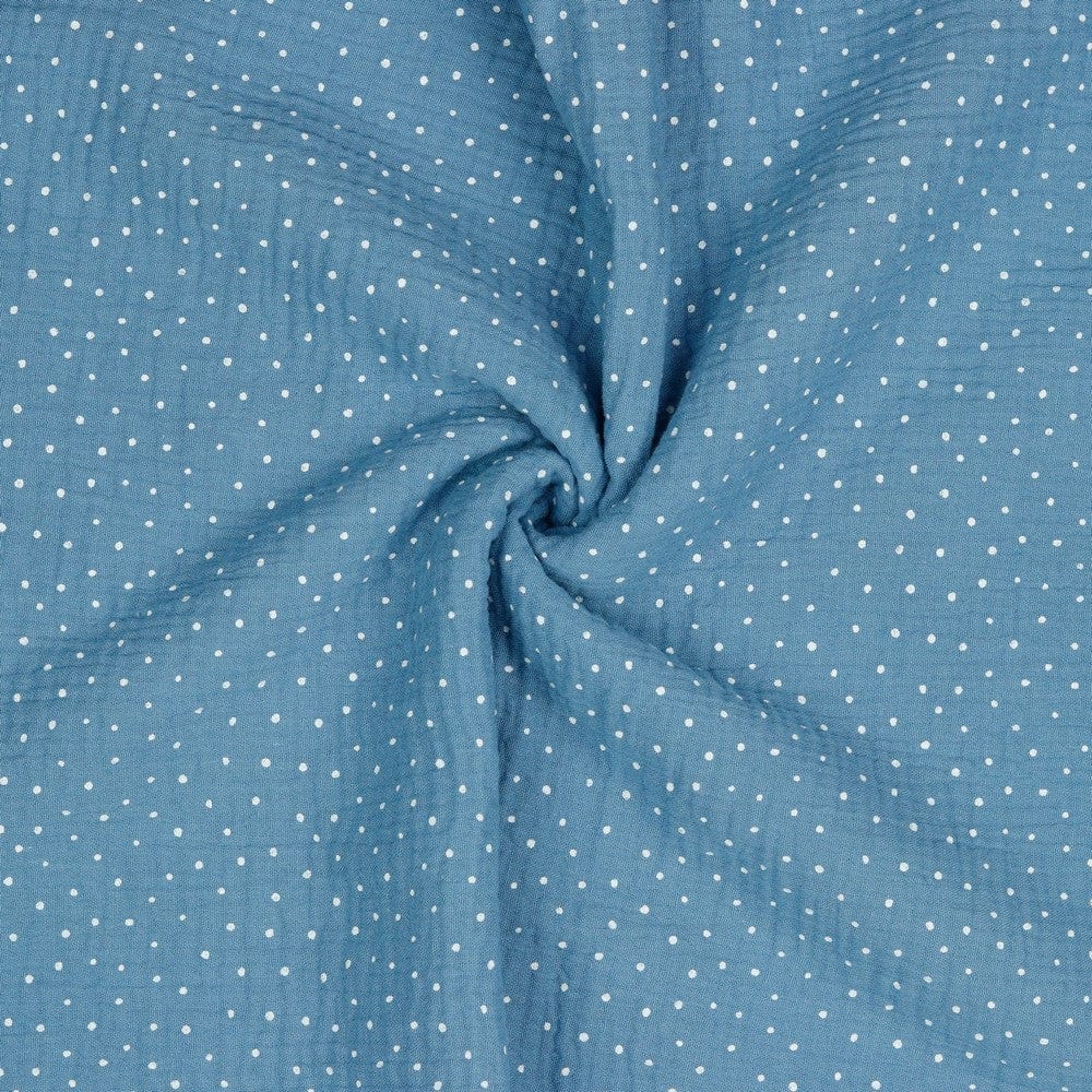 Pois en mousseline sur fond bleu 125 g/m²