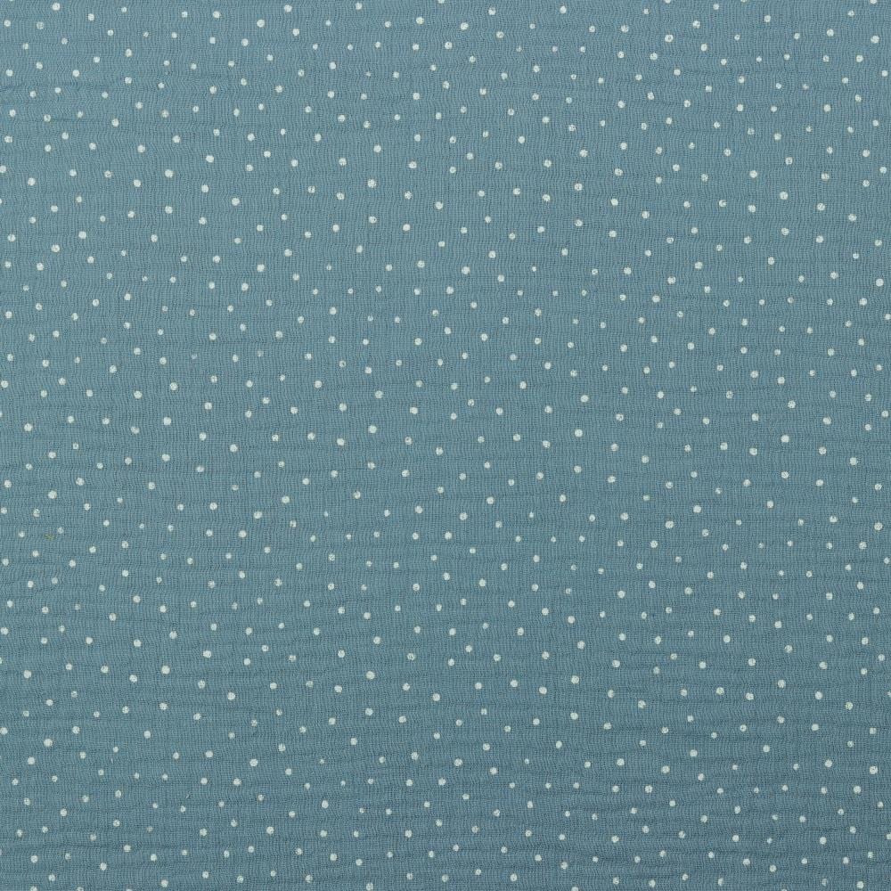 Mousseline à pois sur fond bleu 125 g/m²