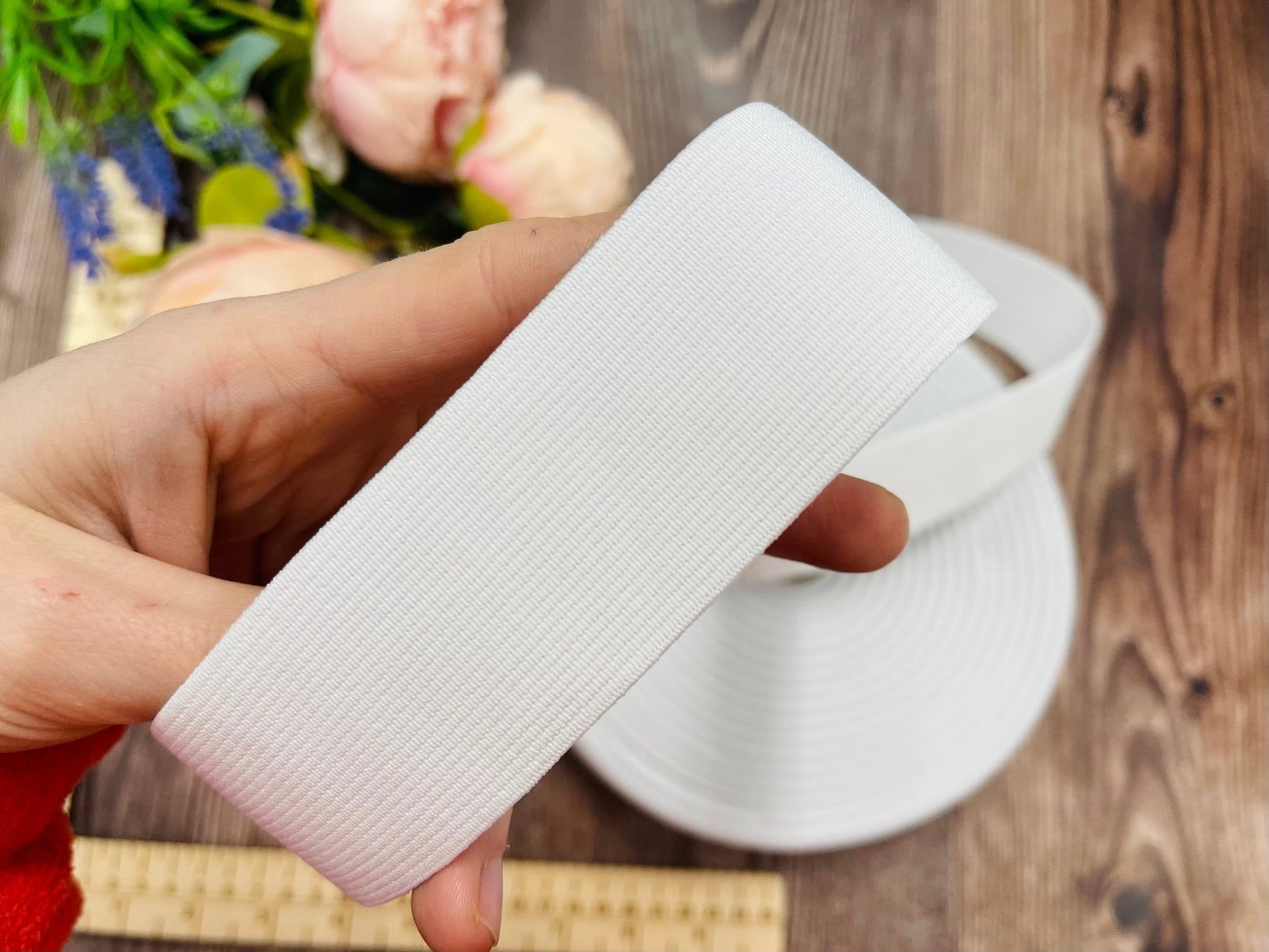 Flat elastic - 4 cm white