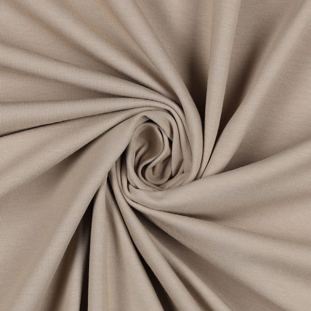 Jersey de coton fin beige 215 g/m²