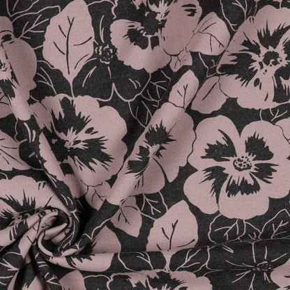Dünner Baumwolljersey mit Blumen auf dunklem Hintergrund 200 g/m²