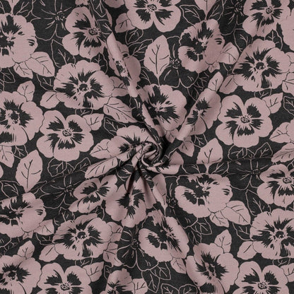 Dünner Baumwolljersey mit Blumen auf dunklem Hintergrund 200 g/m²