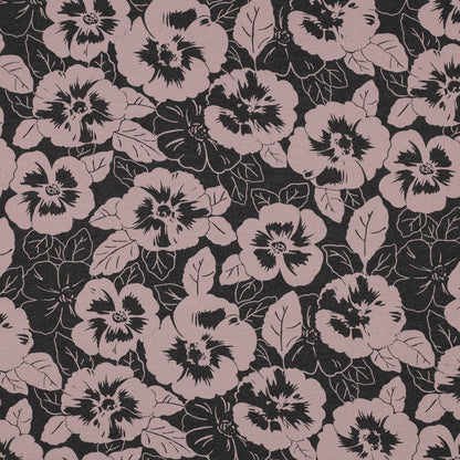 Dünner Baumwolljersey – Blumen auf dunklem Hintergrund 200 g/m²