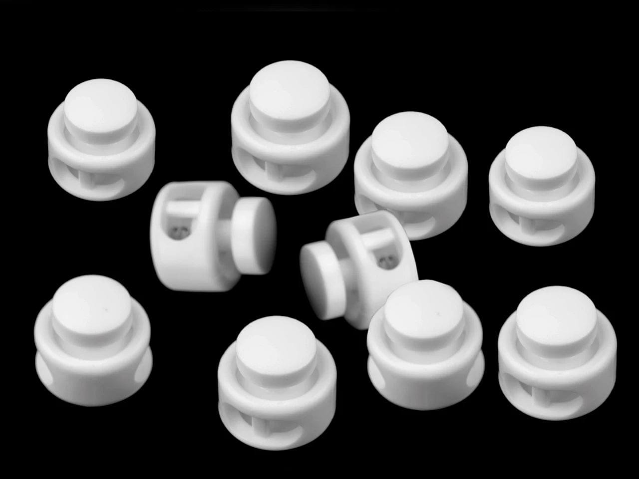 Bloque-cordon en plastique à 2 trous 13x15 mm - blanc