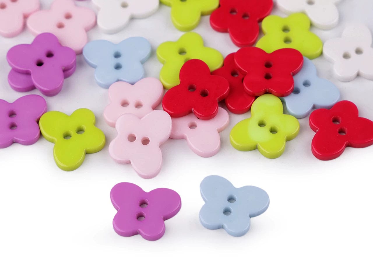 Boutons en plastique 13 x 16 mm - papillon rose
