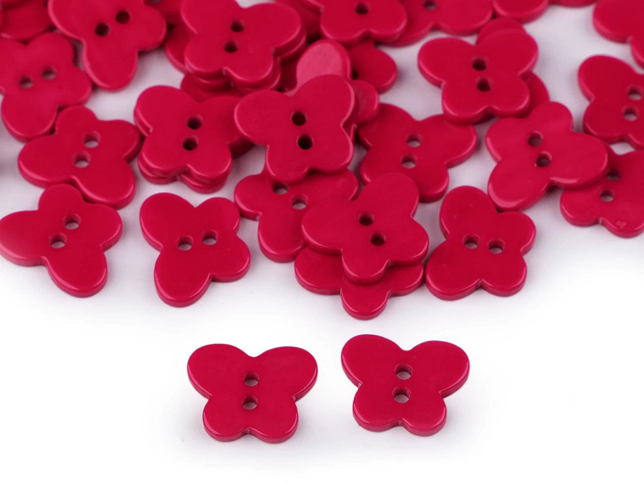 Boutons en plastique 13 x 16 mm - papillon rose foncé