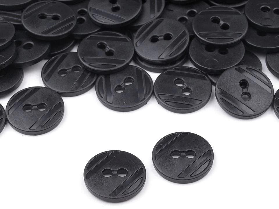 Schwarze Kunststoffknöpfe, 15 mm