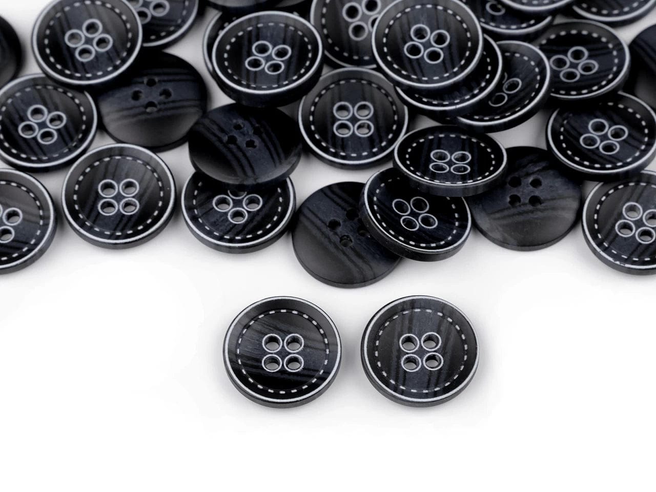 Boutons en plastique 20 mm bleu foncé avec accents blancs