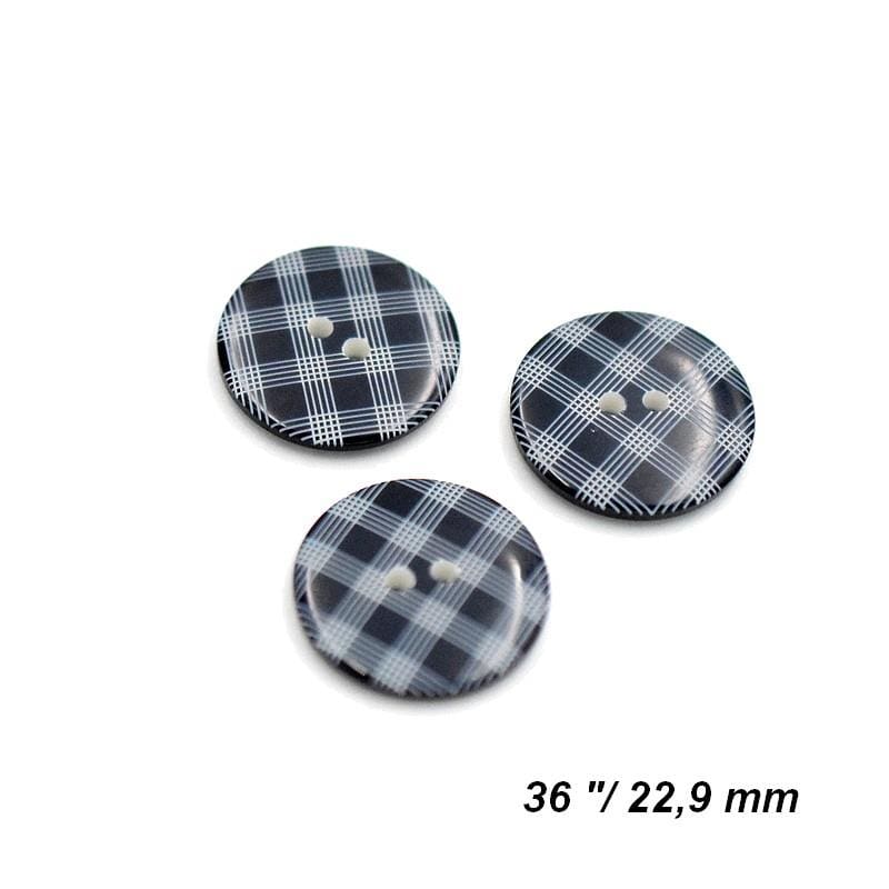 Plastikknöpfe 2,3 cm, dunkelblau kariert