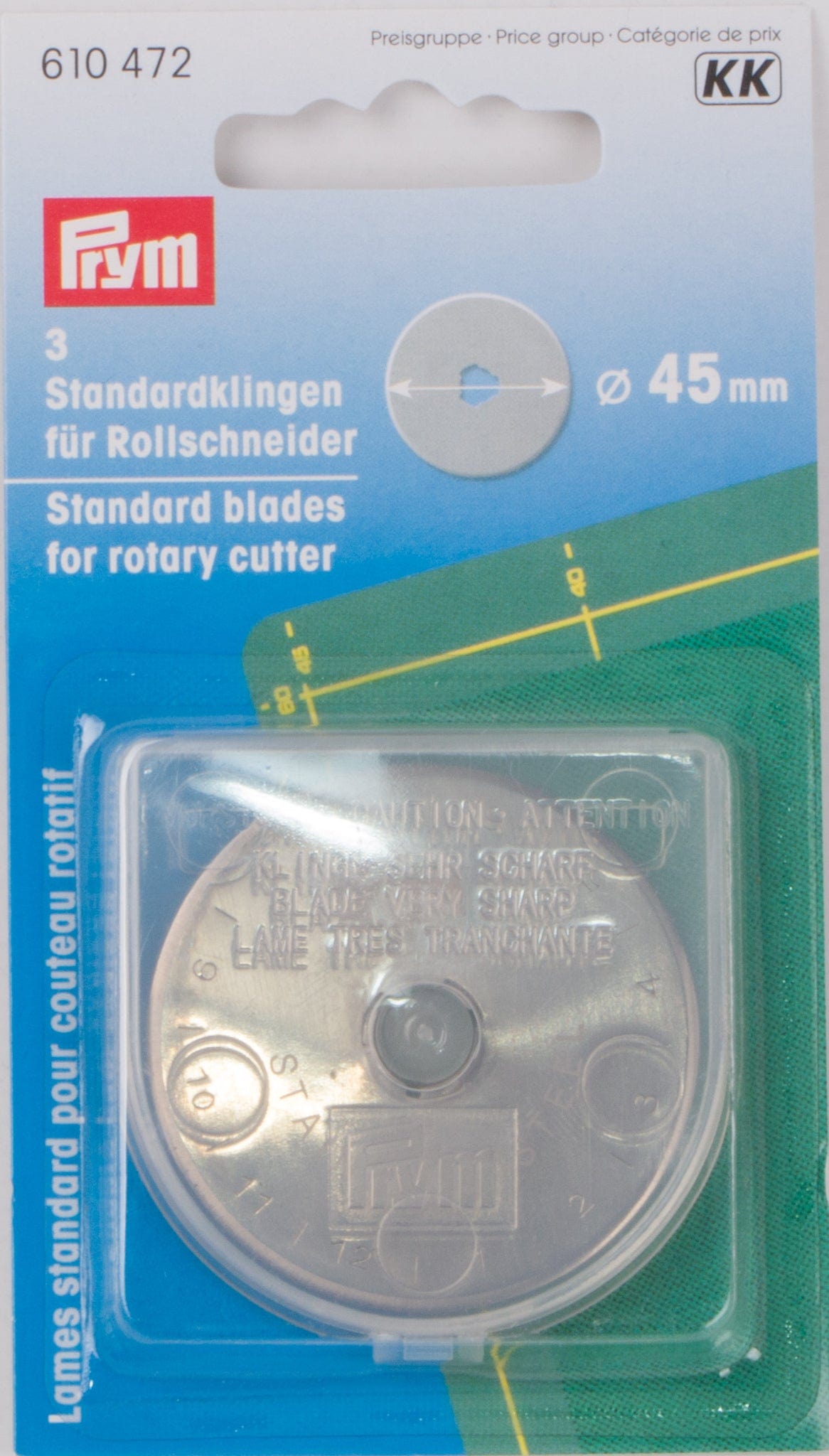 3 lames de rechange PRYM pour cutter rotatif à disque 45 mm