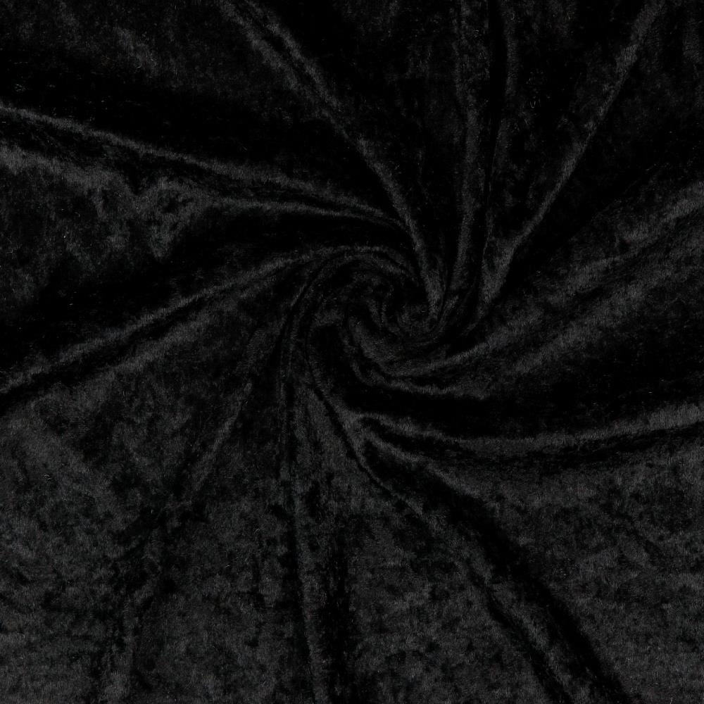 Velours mit Crinkle-Effekt - schwarz 160 g/m²